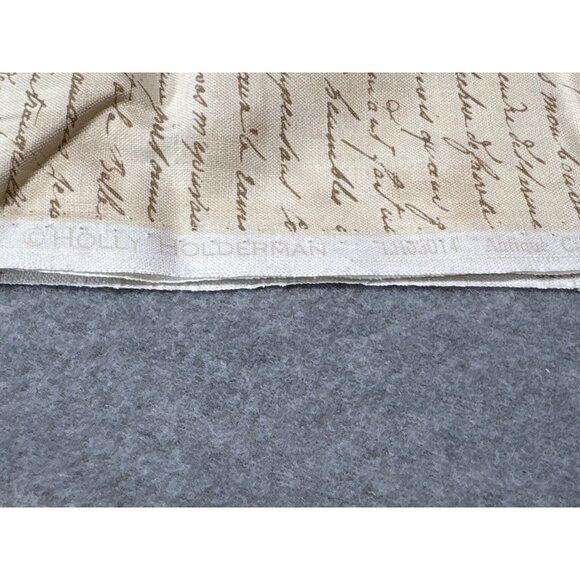 Antique Calligraphy 1/2 yard x 44" Cream Script Fabric by Holly Holderman - Picture 4 of 6